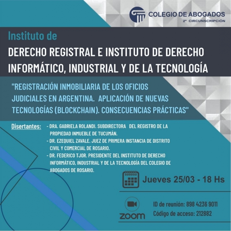 Registración inmobiliaria de los oficios judiciales en Argentina, aplicación de nuevas tecnologías (Blockchain). Consecuencias prácticas.